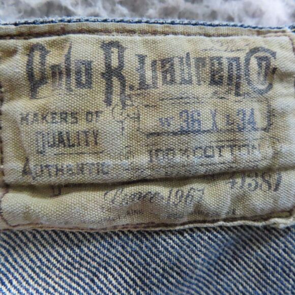 Polo Ralph Lauren Jeans Mens 36x34 Blue Cortland 300 Straight Leg Denim Preppy - Picture 11 of 13